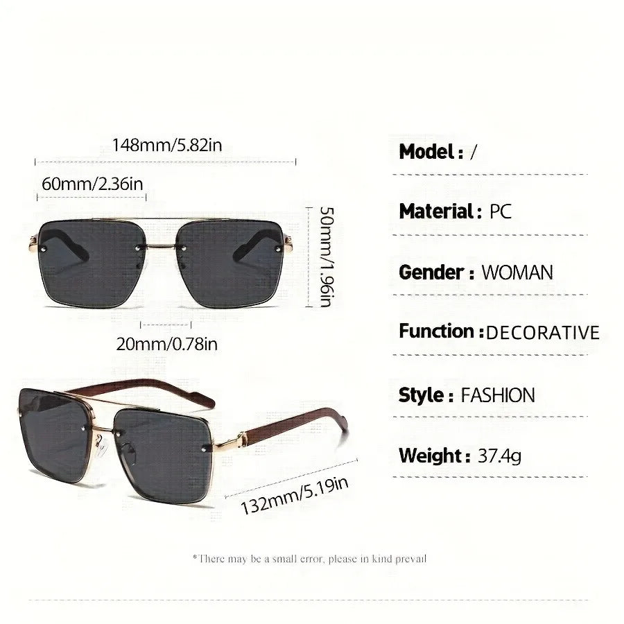 Fashion Retro Square Metal Shades Women's Original Brand Design Driving Sunglasses New Double Bridge Pilot Sun Glasses