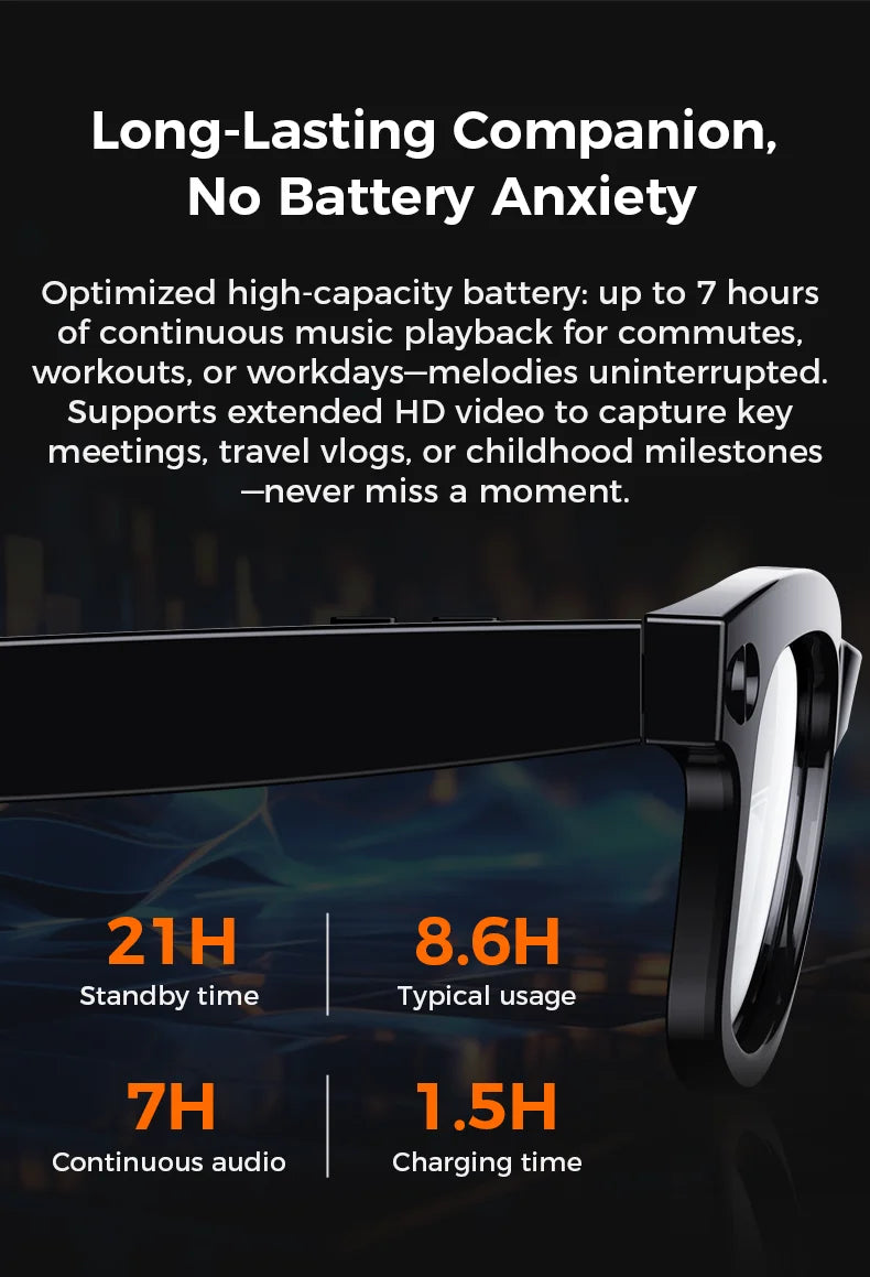 M01 Pro Smart Glasses With Camera 8 Million Pixels Photo Video Recording Supports AI translation Object Recognition With ChatGPT