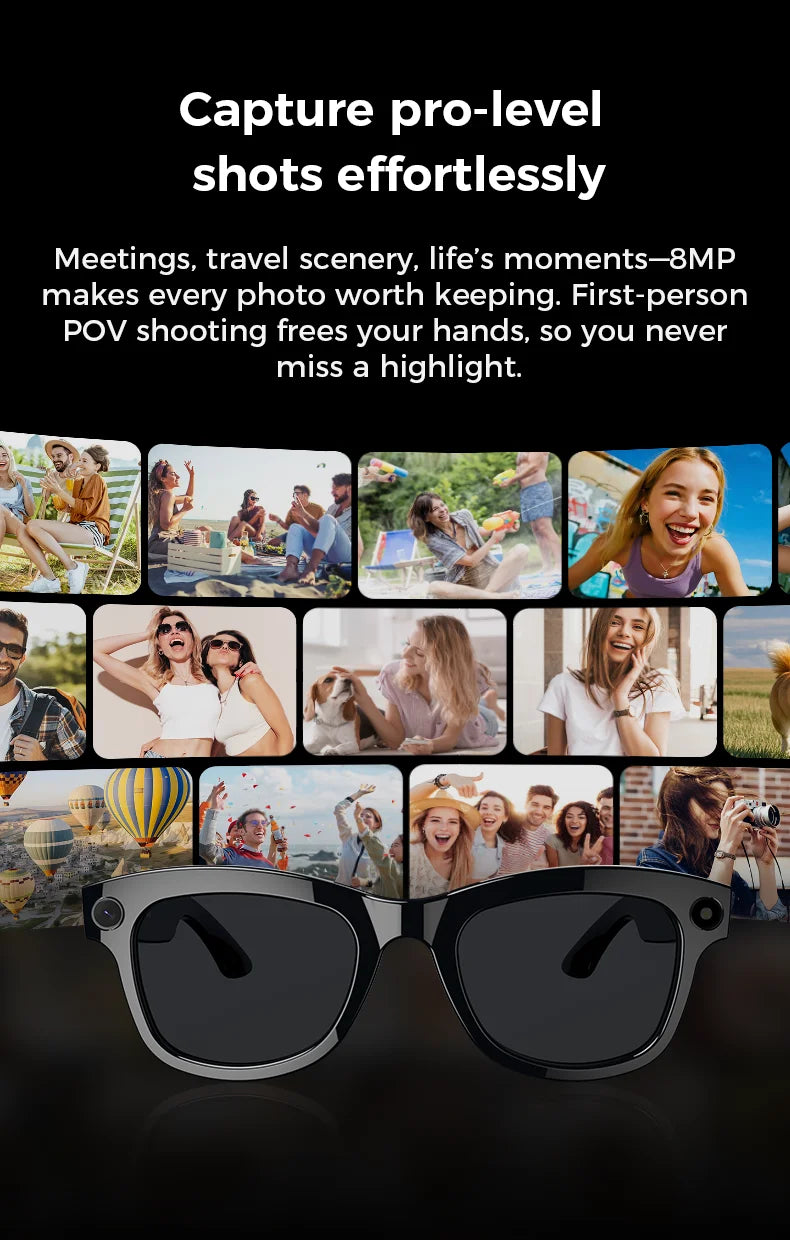 M01 Pro Smart Glasses With Camera 8 Million Pixels Photo Video Recording Supports AI translation Object Recognition With ChatGPT