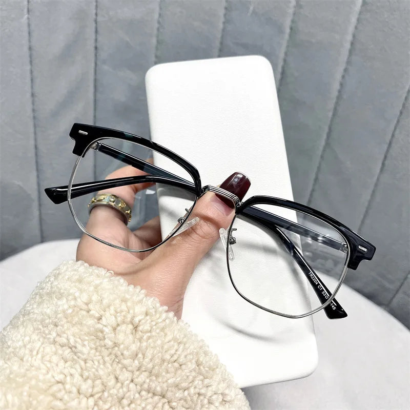 2 Pairs Per Set Men Women Fashion Anti-blue Light Eyewear Vintage Semi Rimless Square Office Computer Female Glasses Accessory