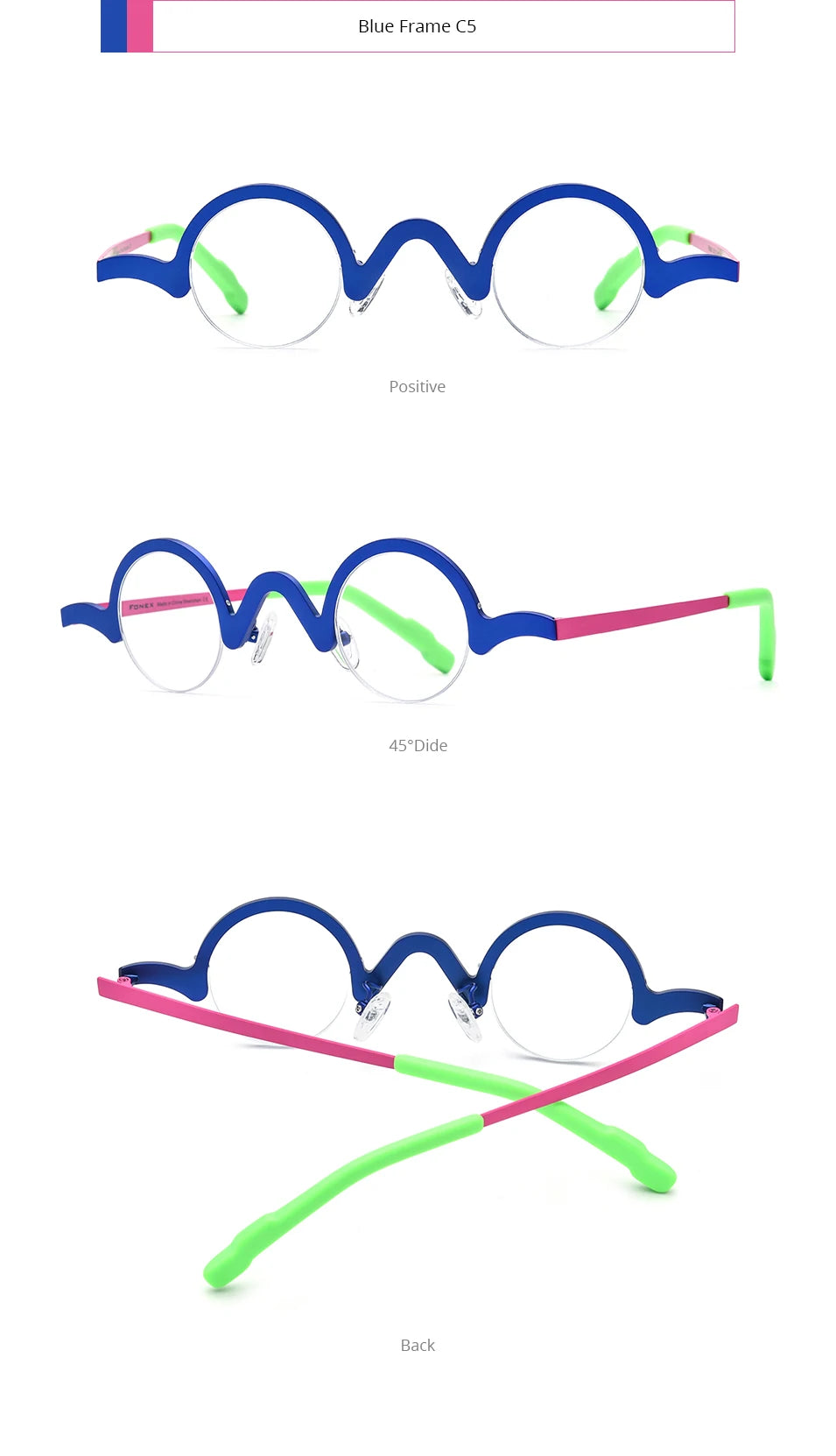 FONEX Pure Titanium Glasses Frame Men Brand Design Retro Vintage Small Round Eyeglasses Women Semi-Rimless Half Eyewear 85810