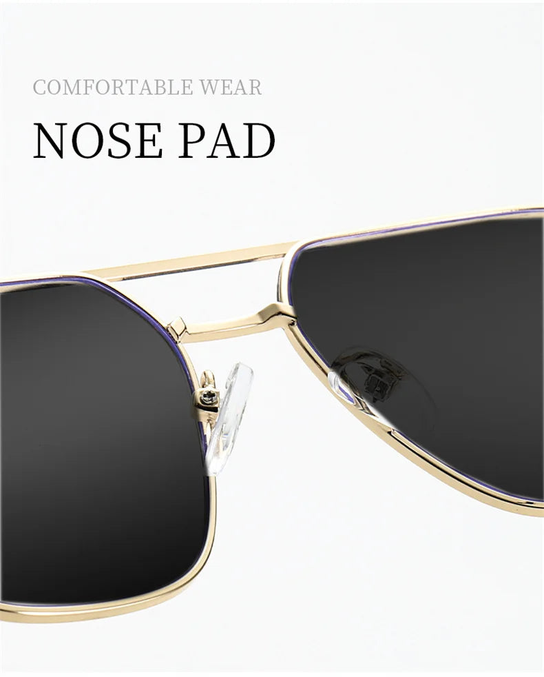 LOERHUNAR 2025 New Men's Polygonal Double Beam Big Frame Optical Myopia Sunglasses Anti UV400 Retro Fashion Driving Sunglasses