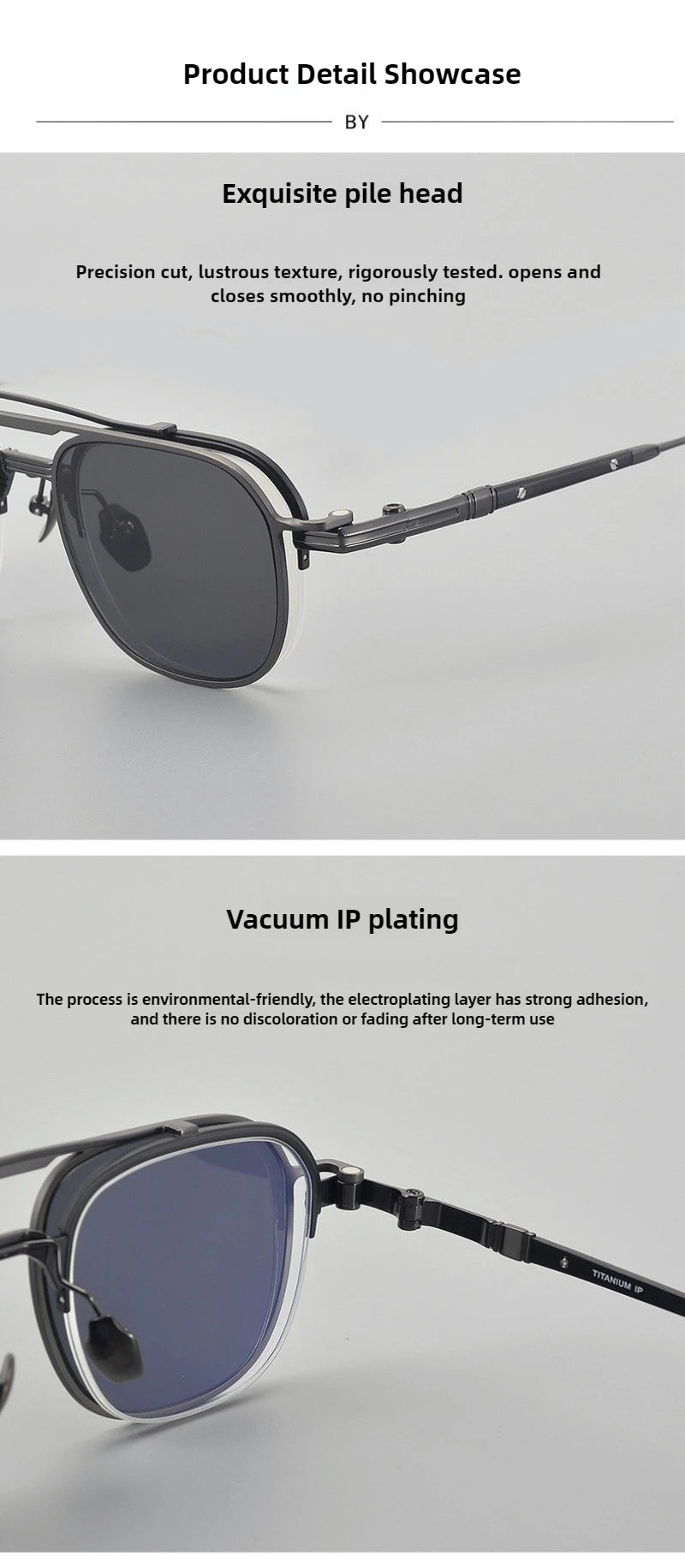 High-end Luxury Pure Titanium Retro Square Semi-Rimless Magnetic Sunglasses UV400 Men Vintage Pilot Aviator Eyeglasses Eyewear