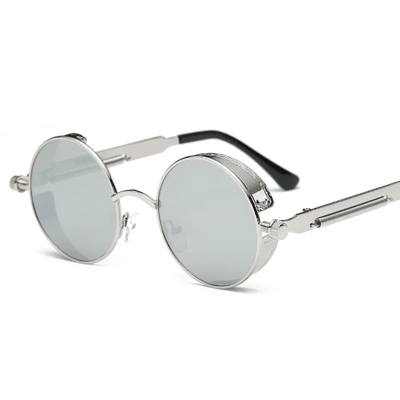 Retro Steampunk Round Metal Sunglasses – Unisex UV400.
