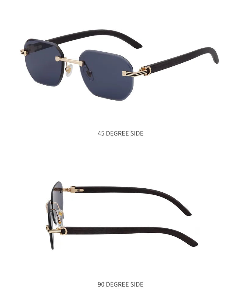 Vintage Square Rimless Sunglasses Men 2025 Luxury Brand Trendy Frameless Punk UV400 Eyewear Anti Blue Light Prescription Glasses