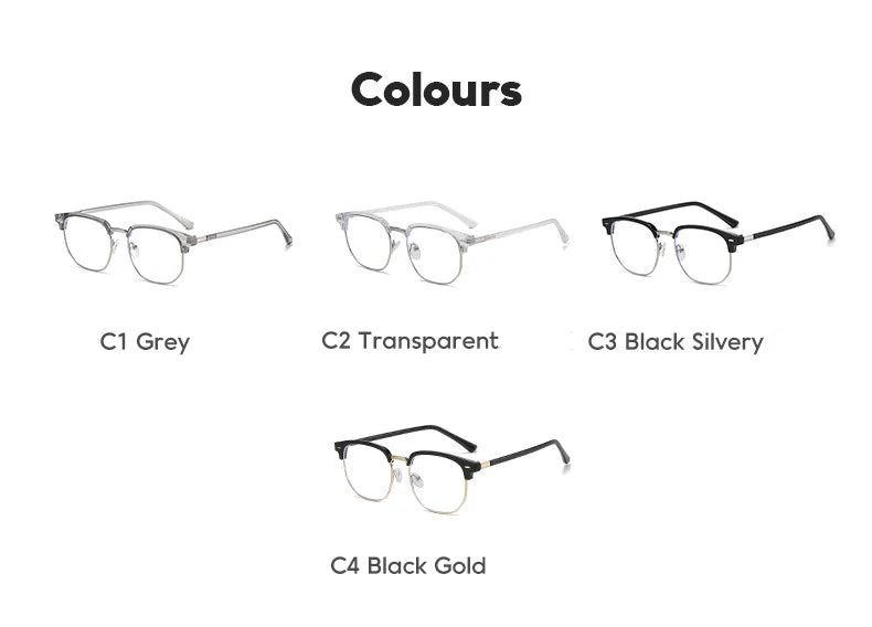 2 Pairs Per Set Men Women Fashion Anti-blue Light Eyewear Vintage Semi Rimless Square Office Computer Female Glasses Accessory