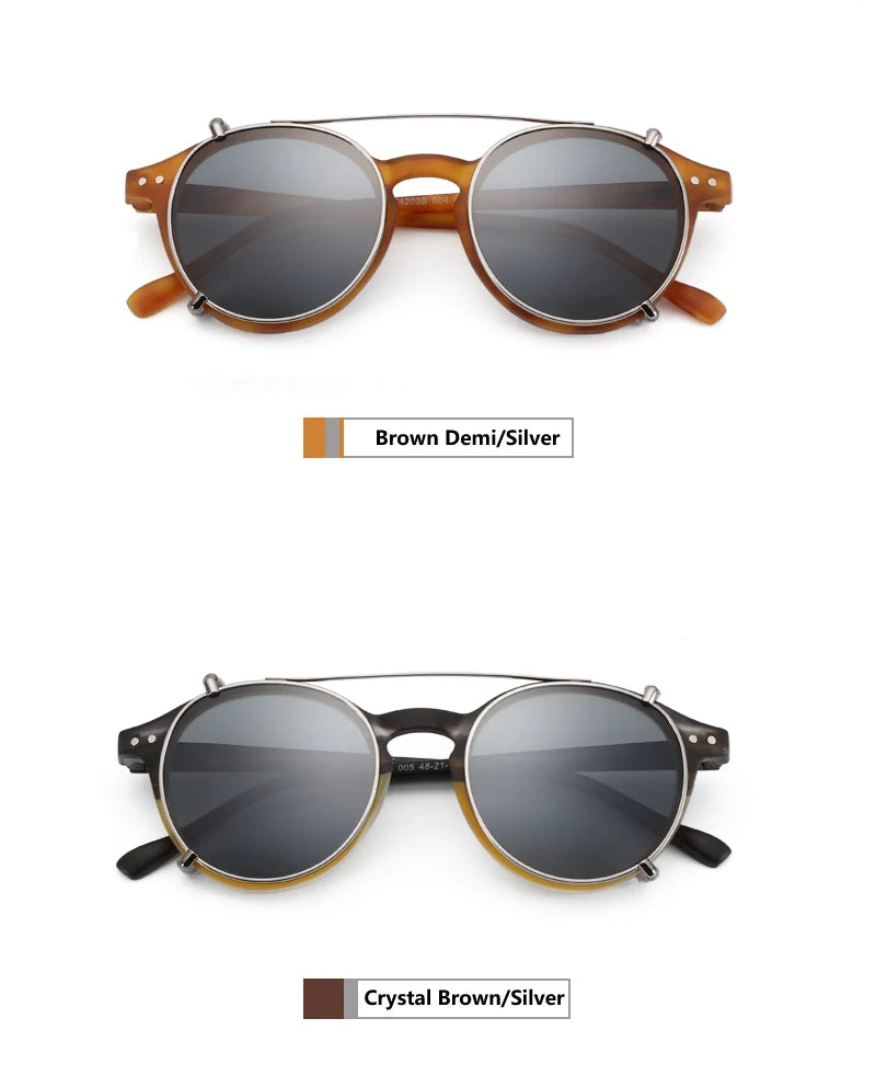 ZENOTTIC-Steampunk Style Clip On Sunglasses for Men Women Anti Blue Light Glasses+Polarized Clip Fashion/Retro Computer Eyewear