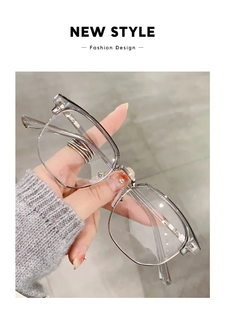 2 Pairs Per Set Men Women Fashion Anti-blue Light Eyewear Vintage Semi Rimless Square Office Computer Female Glasses Accessory