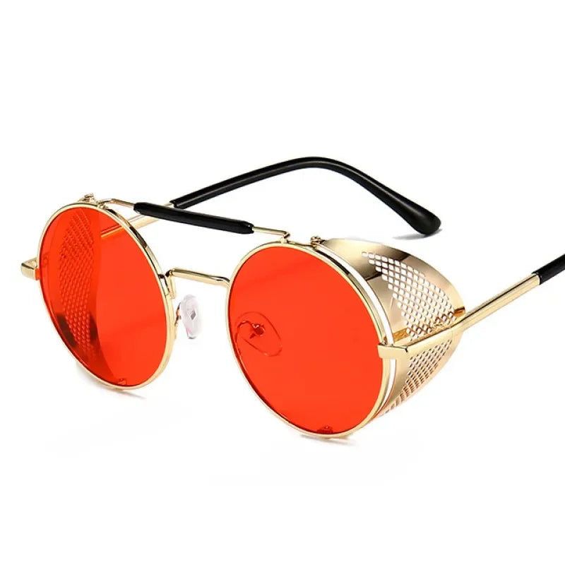 Trendy Retro Steampunk Sunglasses Men Brand Designer Round Steam Punk Alloy Sun Glasses Goggle For Women UV400 Gafas de Sol