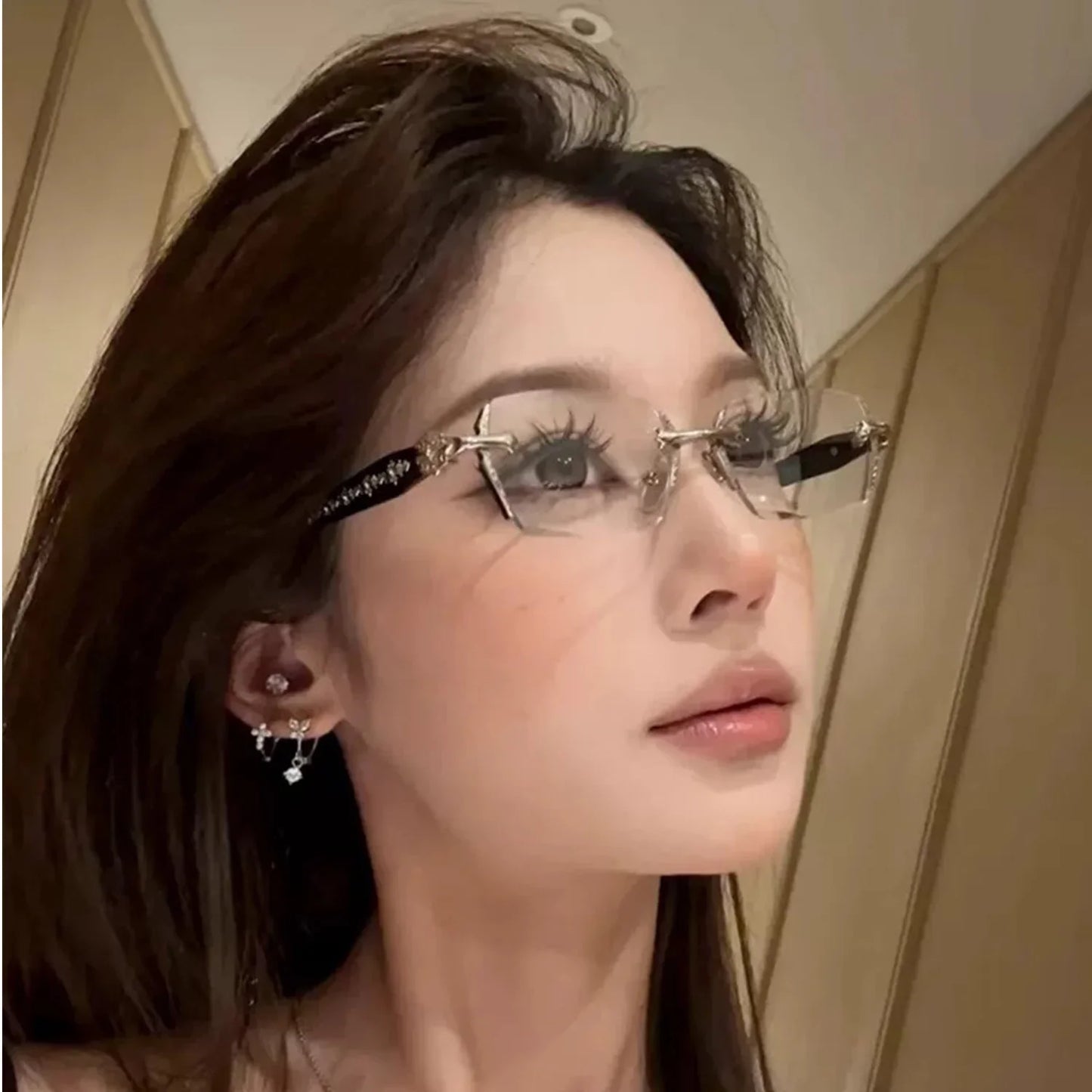 2025 Y2K Women's Retro Square Frame Glasses for Girls Japanese Harajuku Glass Eyewear Rimless Computer Anti-blue Eyeglasses