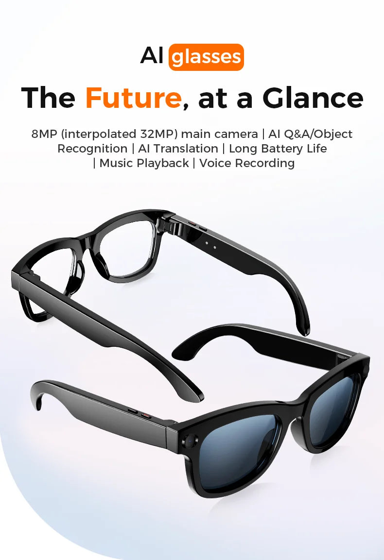 M01 Pro Smart Glasses With Camera 8 Million Pixels Photo Video Recording Supports AI translation Object Recognition With ChatGPT