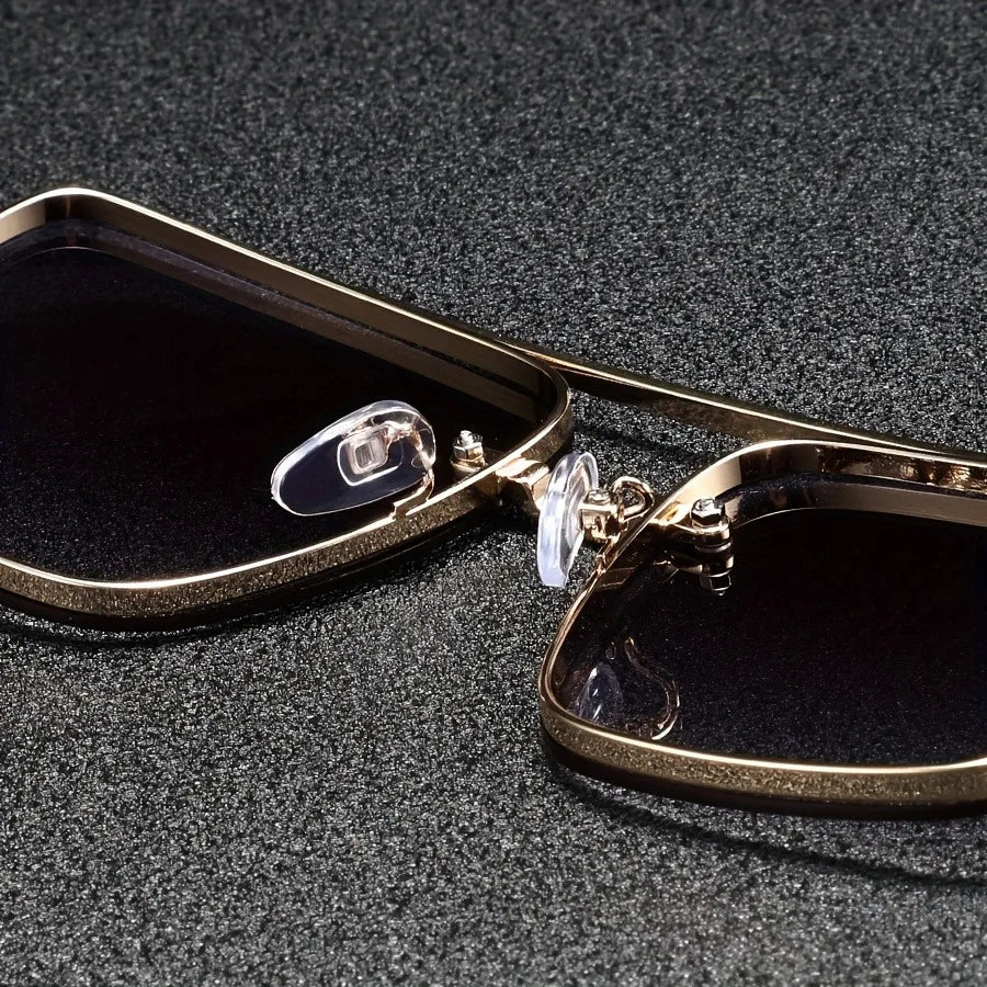 Fashion Retro Square Metal Shades Women's Original Brand Design Driving Sunglasses New Double Bridge Pilot Sun Glasses