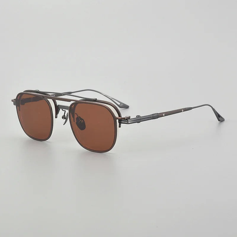 High-end Luxury Pure Titanium Retro Square Semi-Rimless Magnetic Sunglasses UV400 Men Vintage Pilot Aviator Eyeglasses Eyewear