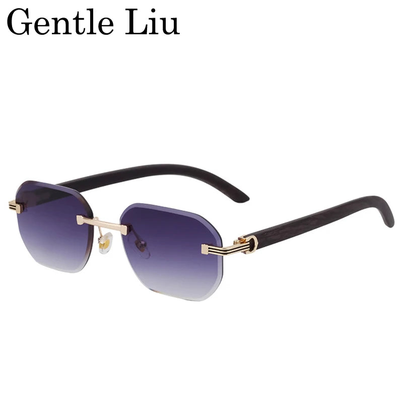 Vintage Square Rimless Sunglasses Men 2025 Luxury Brand Trendy Frameless Punk UV400 Eyewear Anti Blue Light Prescription Glasses