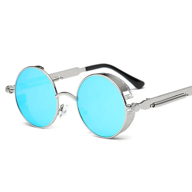 Retro Steampunk Round Metal Sunglasses – Unisex UV400.