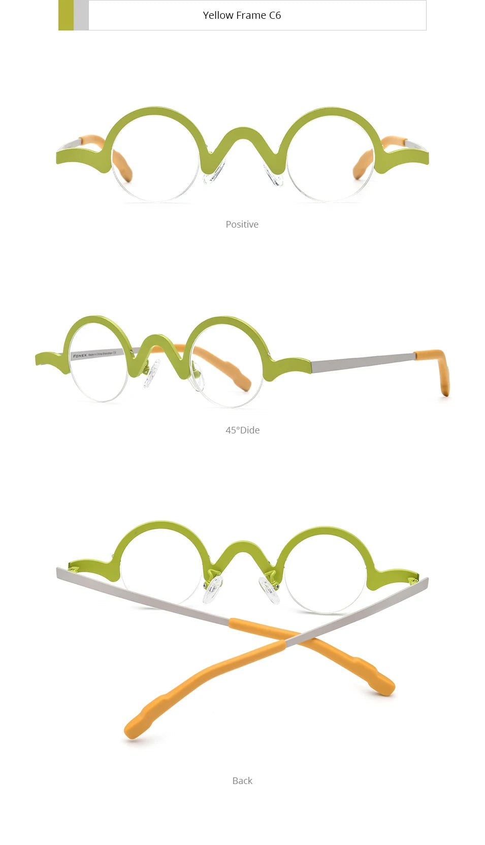 FONEX Pure Titanium Glasses Frame Men Brand Design Retro Vintage Small Round Eyeglasses Women Semi-Rimless Half Eyewear 85810