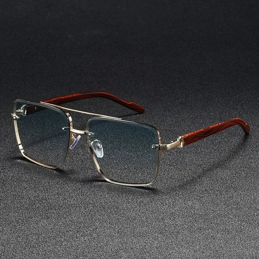 Fashion Retro Square Metal Shades Women's Original Brand Design Driving Sunglasses New Double Bridge Pilot Sun Glasses