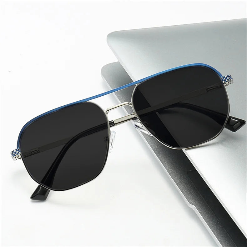 LOERHUNAR 2025 New Men's Polygonal Double Beam Big Frame Optical Myopia Sunglasses Anti UV400 Retro Fashion Driving Sunglasses