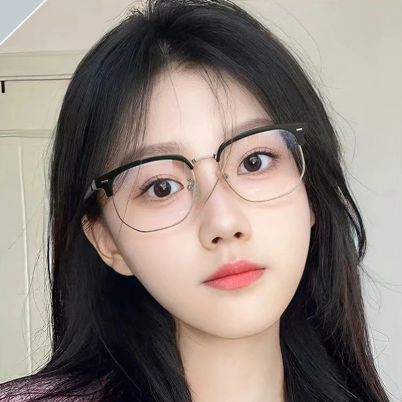 2 Pairs Per Set Men Women Fashion Anti-blue Light Eyewear Vintage Semi Rimless Square Office Computer Female Glasses Accessory