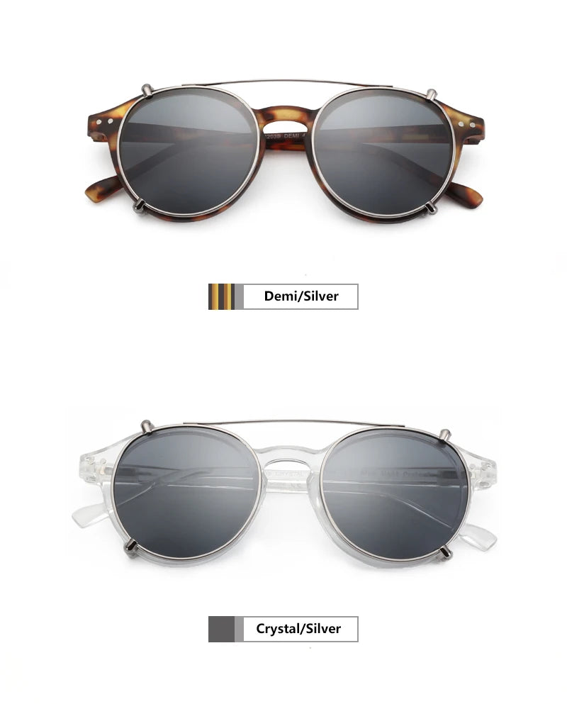 ZENOTTIC-Steampunk Style Clip On Sunglasses for Men Women Anti Blue Light Glasses+Polarized Clip Fashion/Retro Computer Eyewear