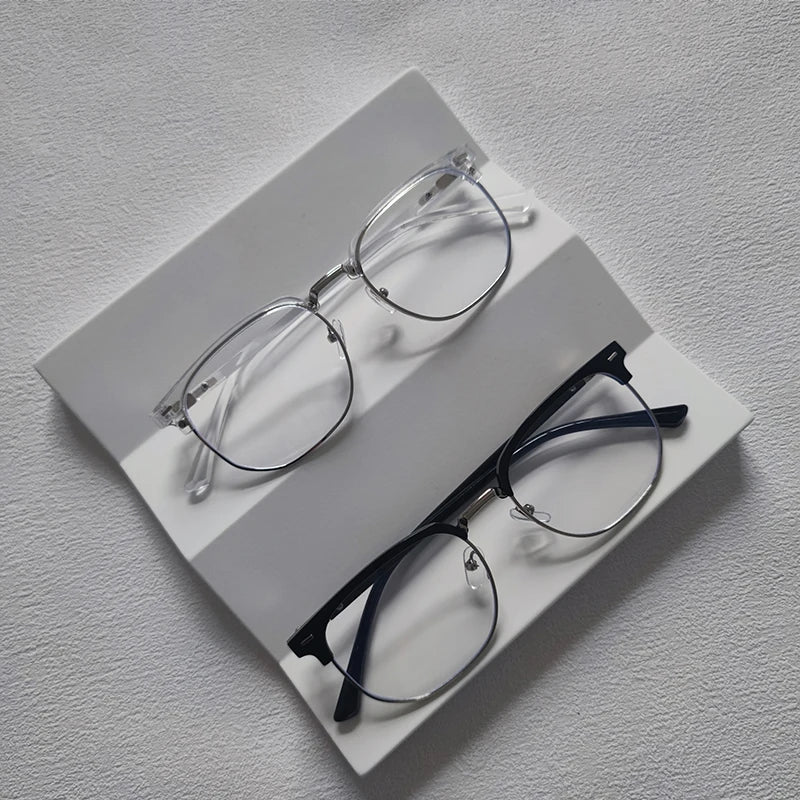 2 Pairs Per Set Men Women Fashion Anti-blue Light Eyewear Vintage Semi Rimless Square Office Computer Female Glasses Accessory
