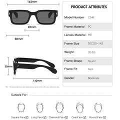Optiveaura Square UV400 Sunglasses – Unisex Retro