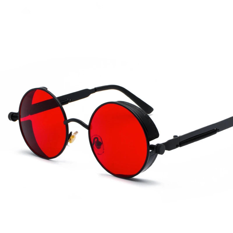 Retro Steampunk Round Metal Sunglasses – Unisex UV400.