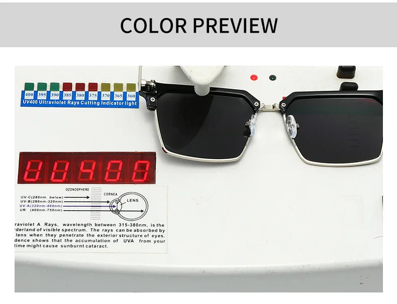 LOERHUNAR 2025 New Men's Polygonal Double Beam Big Frame Optical Myopia Sunglasses Anti UV400 Retro Fashion Driving Sunglasses