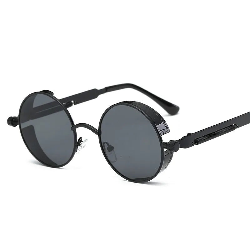 Retro Steampunk Round Metal Sunglasses – Unisex UV400.