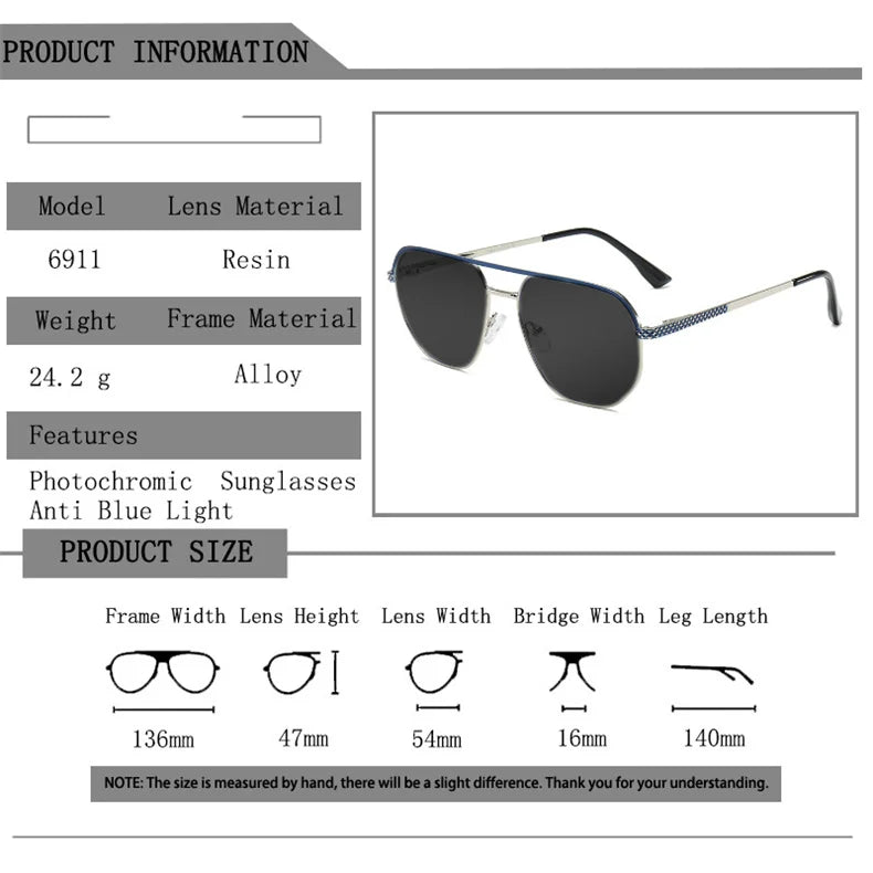 LOERHUNAR 2025 New Men's Polygonal Double Beam Big Frame Optical Myopia Sunglasses Anti UV400 Retro Fashion Driving Sunglasses
