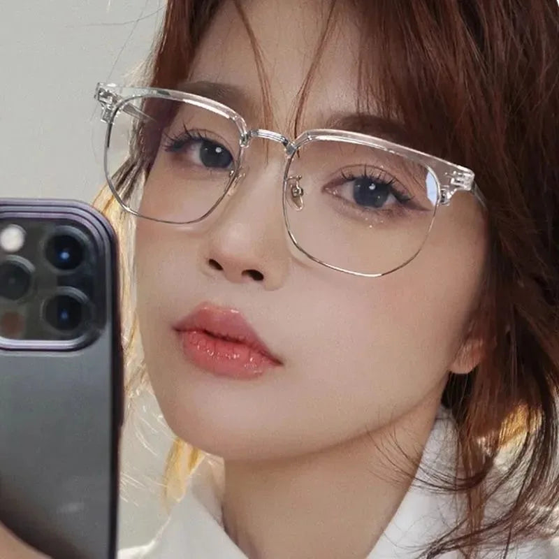 2 Pairs Per Set Men Women Fashion Anti-blue Light Eyewear Vintage Semi Rimless Square Office Computer Female Glasses Accessory