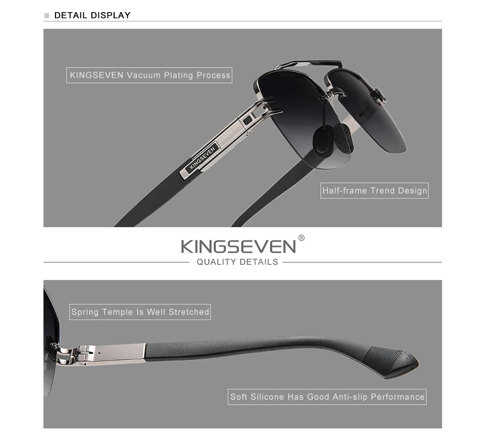 KINGSEVEN New Design Sunglasses For Men Polarized Gradient Women Sun glasses Semi-Rimless Square Half-Frame Retro Eyewear 2023