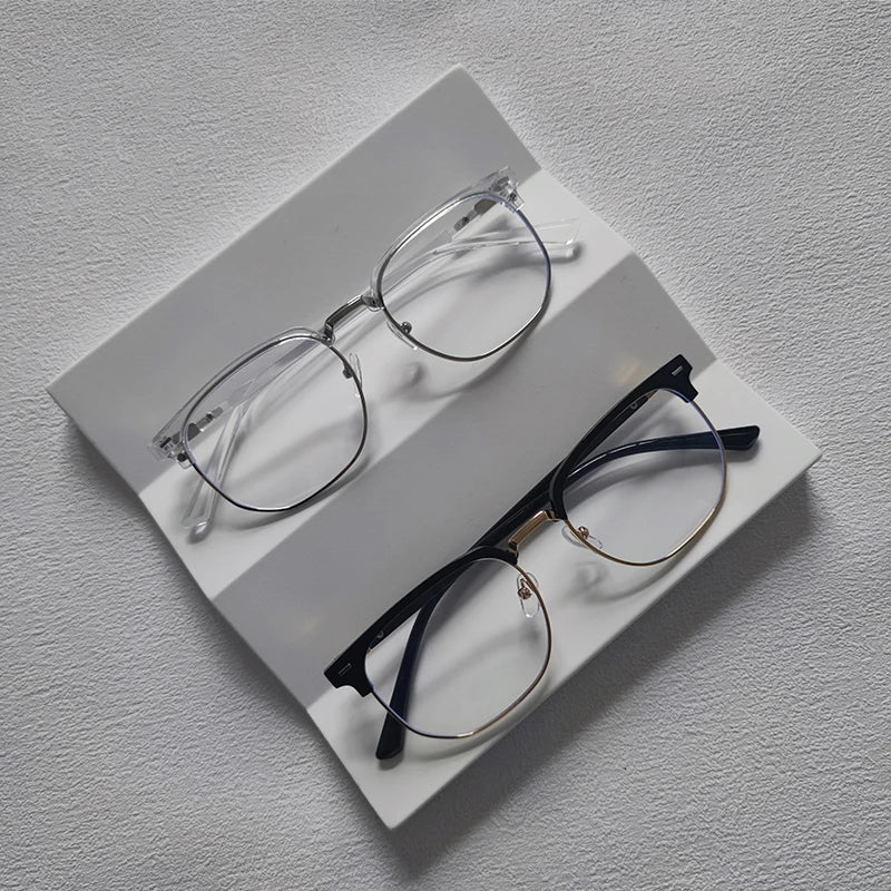 2 Pairs Per Set Men Women Fashion Anti-blue Light Eyewear Vintage Semi Rimless Square Office Computer Female Glasses Accessory