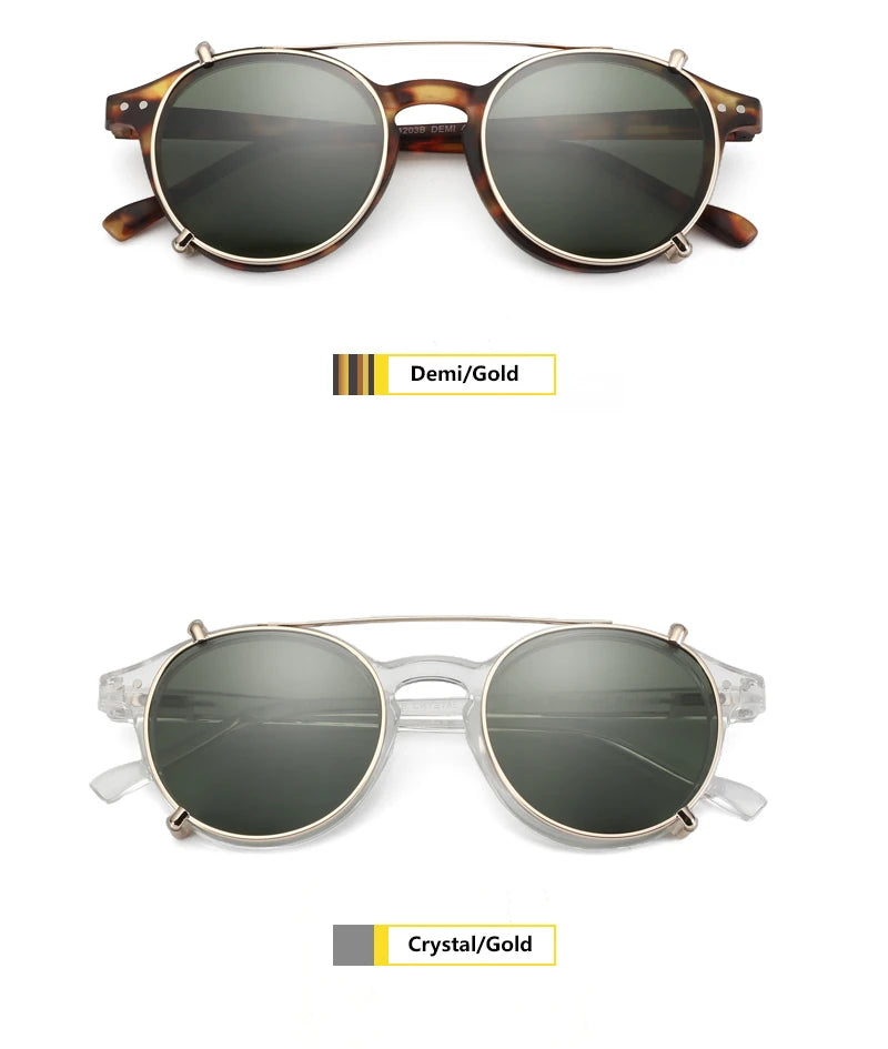 ZENOTTIC-Steampunk Style Clip On Sunglasses for Men Women Anti Blue Light Glasses+Polarized Clip Fashion/Retro Computer Eyewear