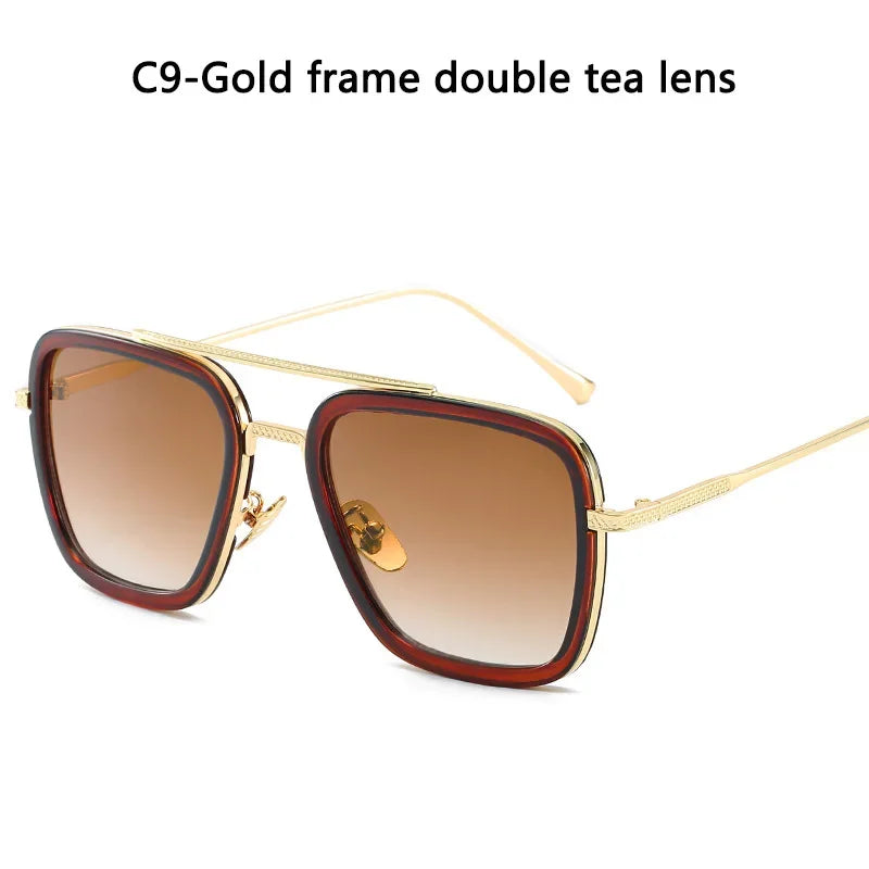 Optiveaura Square Tony-Stark Style Sunglasses – Unisex Retro